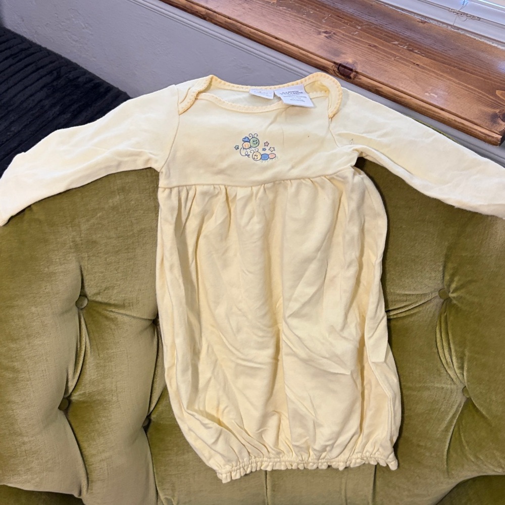Yellow Baby Gown with Flower Embroidery